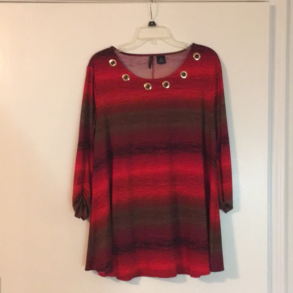 Red New Directions Polyester Top